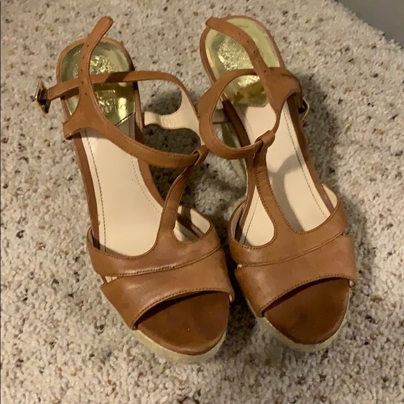 Vince Camuto Shoes - Vince camuto brown leather espadrille wedges